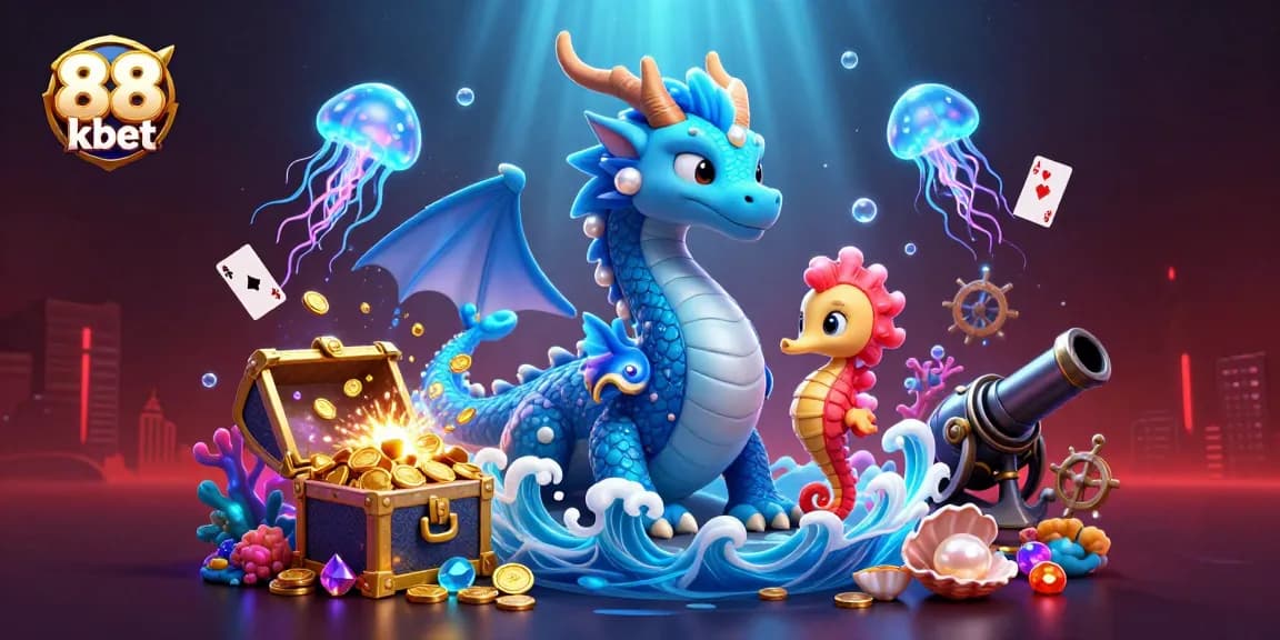 Play games and win at 88 kbet with animated underwater visuals featuring a majestic dragon.