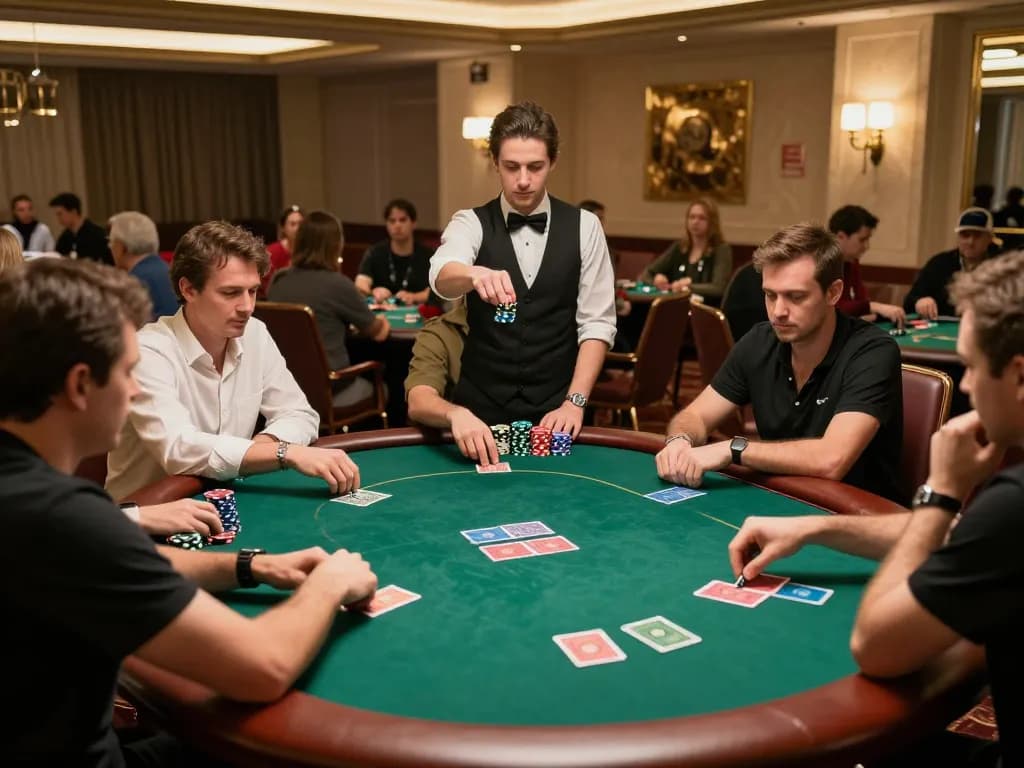 Players strategizing in a Fly88 poker game showcasing high-stakes excitement and elegant atmosphere.