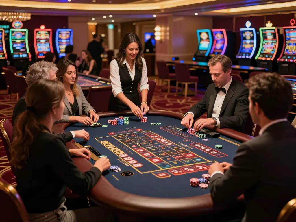 Players engaging in a thrilling roulette game at 79sodoni, capturing the vibrant casino atmosphere.
