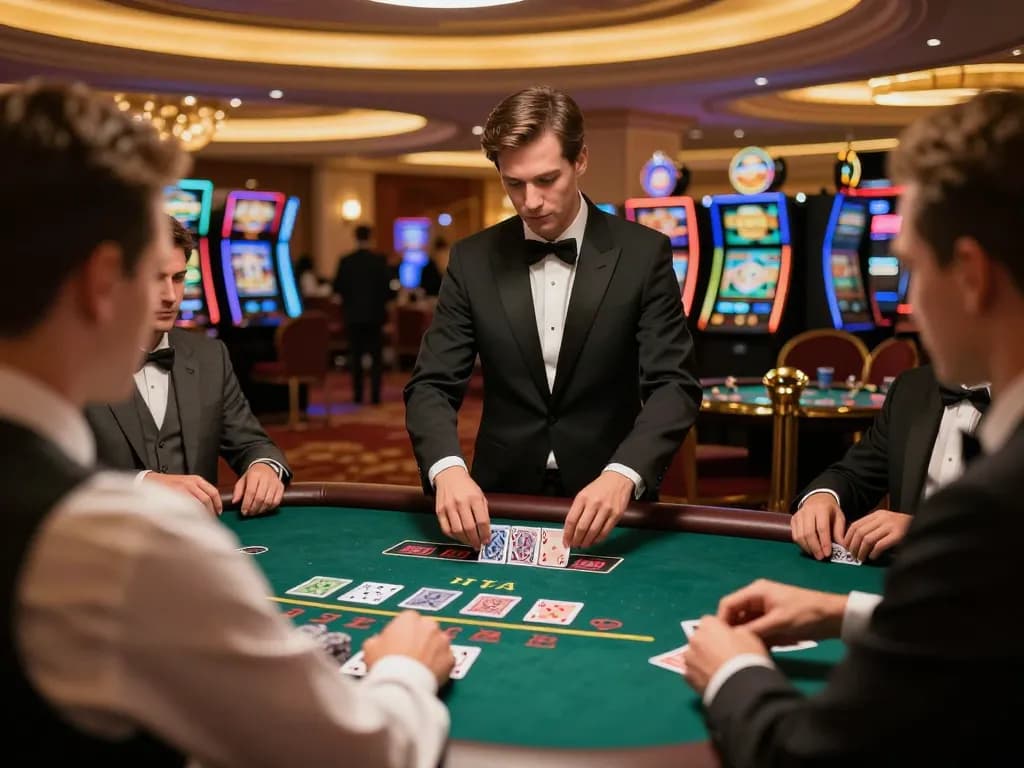 Players engaging in a thrilling blackjack game at cm88, showcasing dynamic gameplay and luxurious casino atmosphere.