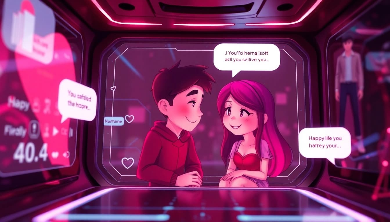 Engaging scene of NSFW character AI interaction showcasing vibrant digital characters in an intimate chat.