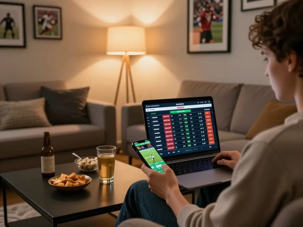 90phut sports betting setup showcasing live odds and focused player engagement.