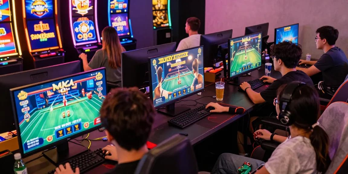 Excited players enjoying HELLO88 online gaming with vibrant graphics.