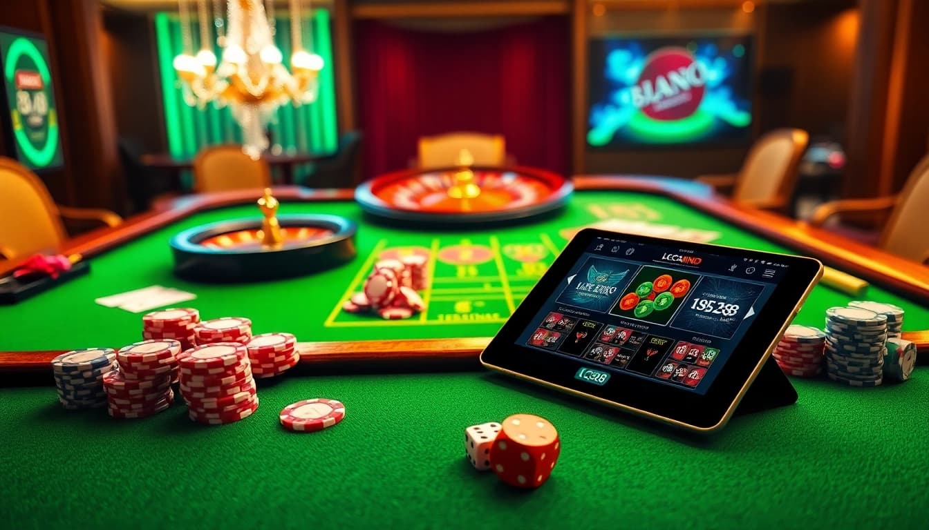 Experience a thrilling casino atmosphere with LC88 poker chips and gaming tables.