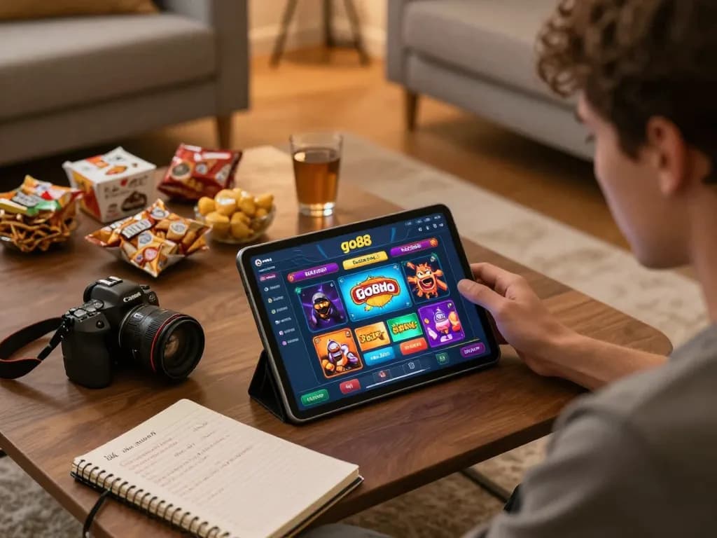 Engaging gameplay on go88 app in a cozy living room setting showcasing strategic approach to online betting.