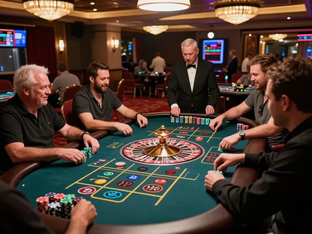 Players passionately placing bets at a roulette table in a luxurious casino representing 789club gameplay excitement.