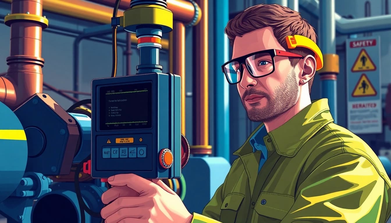 Experience Tracer Gas Leak Detection technology in action with a technician using advanced equipment to ensure safety.