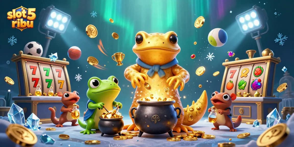 Experience exhilarating wins with slot 5 ribu - a vibrant 3D illustration showcasing casino excitement.