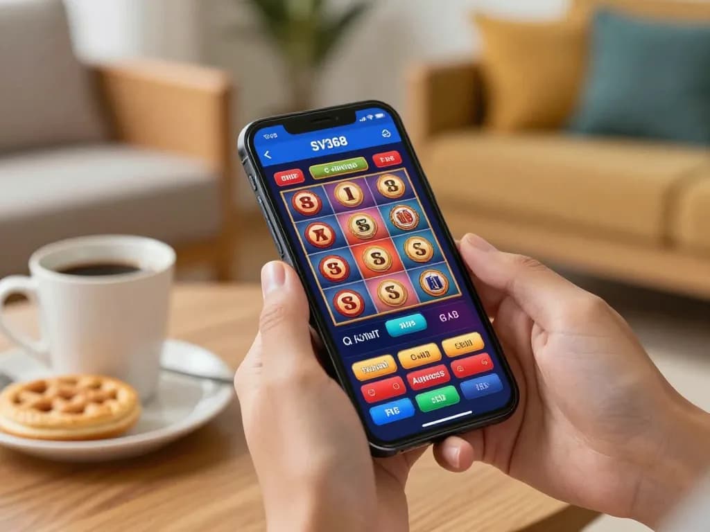 Engaged players using the SV368 casino app on their smartphone to enjoy exciting gambling moments.