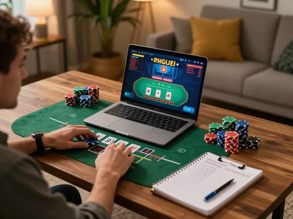 Engaging in blackjack on 32win from the comfort of home, showcasing strategy and excitement