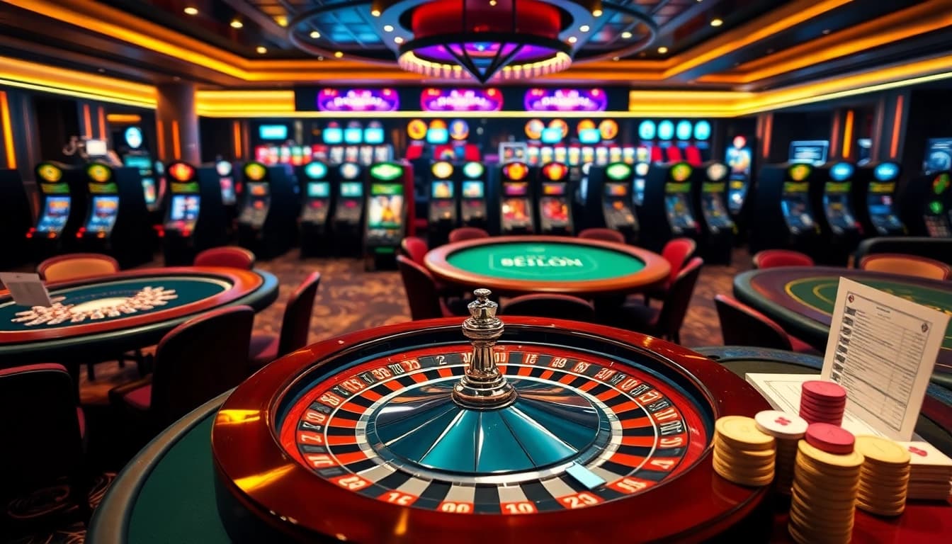 Experience the thrill of gambling at https://nk88top.com/ with vibrant casino tables and slot machines.