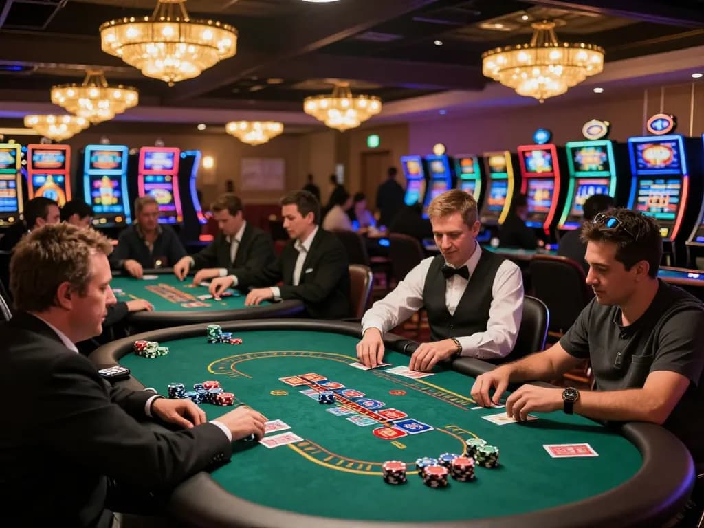 rr99 players engaging at vibrant casino tables during an exciting poker game