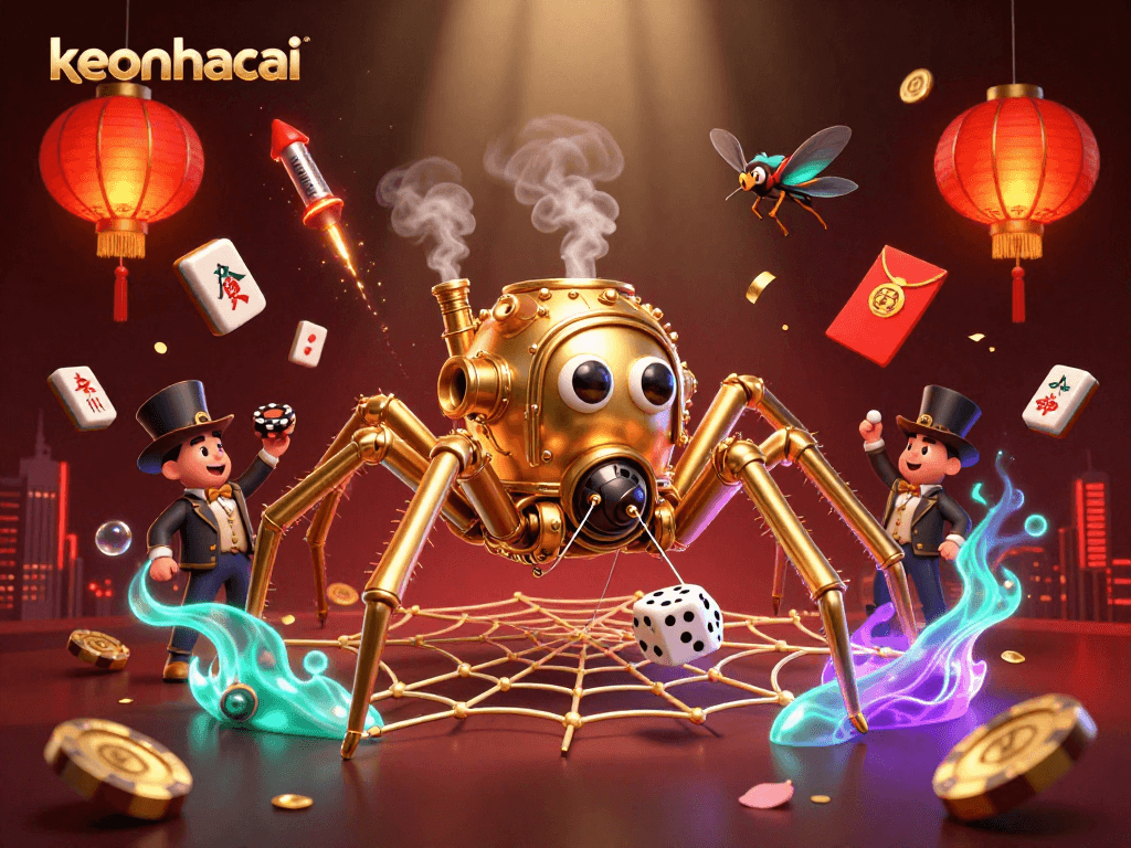 Catch winning opportunities with keonhacai in this 3D casino-themed illustration.