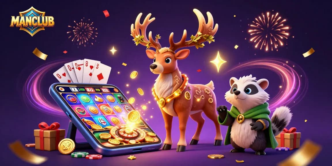Experience thrilling games at MANCLUB with festive ambiance and vibrant casino elements.