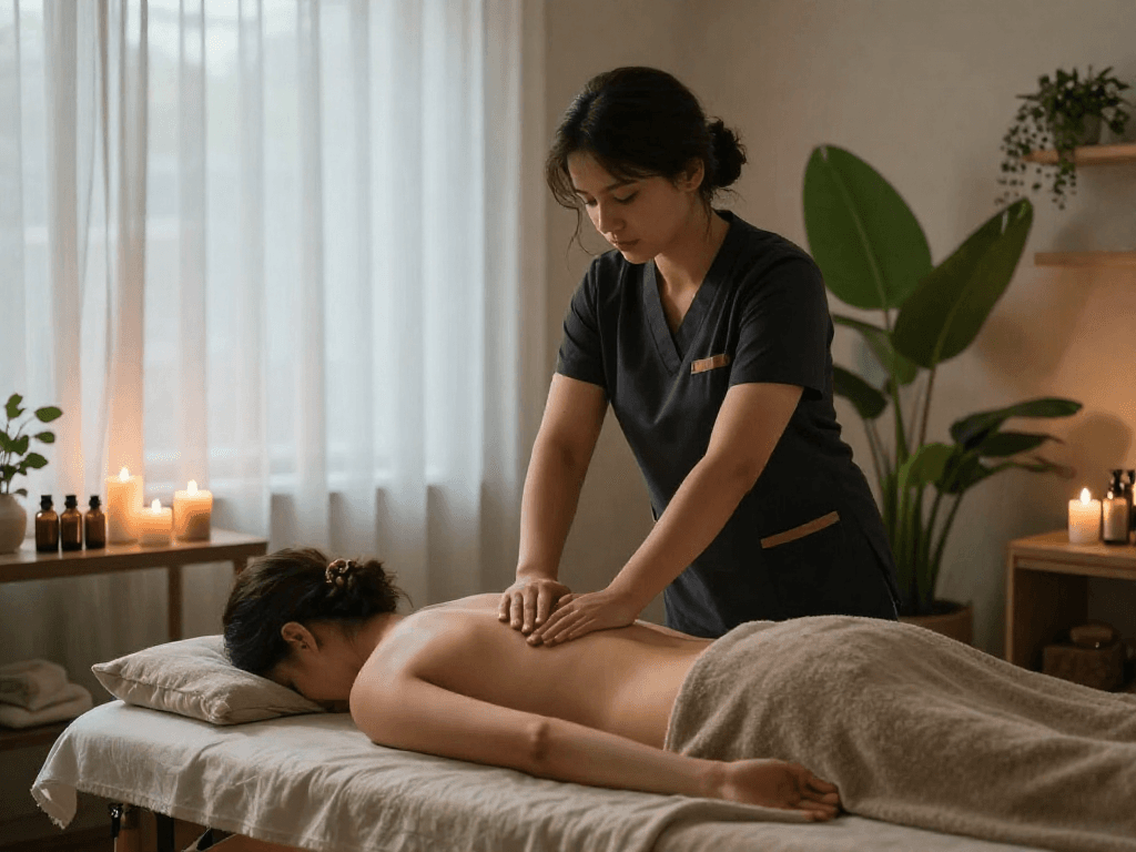 Experience 스웨디시출장 with a professional therapist offering a soothing massage in a serene home setting.