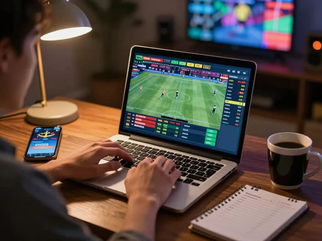 Place your bets on NK88 while engaged in intense online sports betting from a cozy home setup.