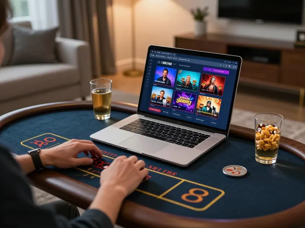 Engaging in online casino action with XO88 on a laptop, showcasing immersive gameplay.