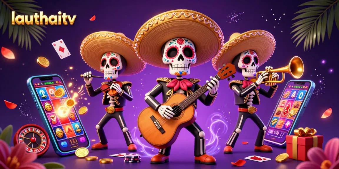 Experience thrilling slots and immersive casino fun with lauthaitv amidst vibrant mariachi celebration.