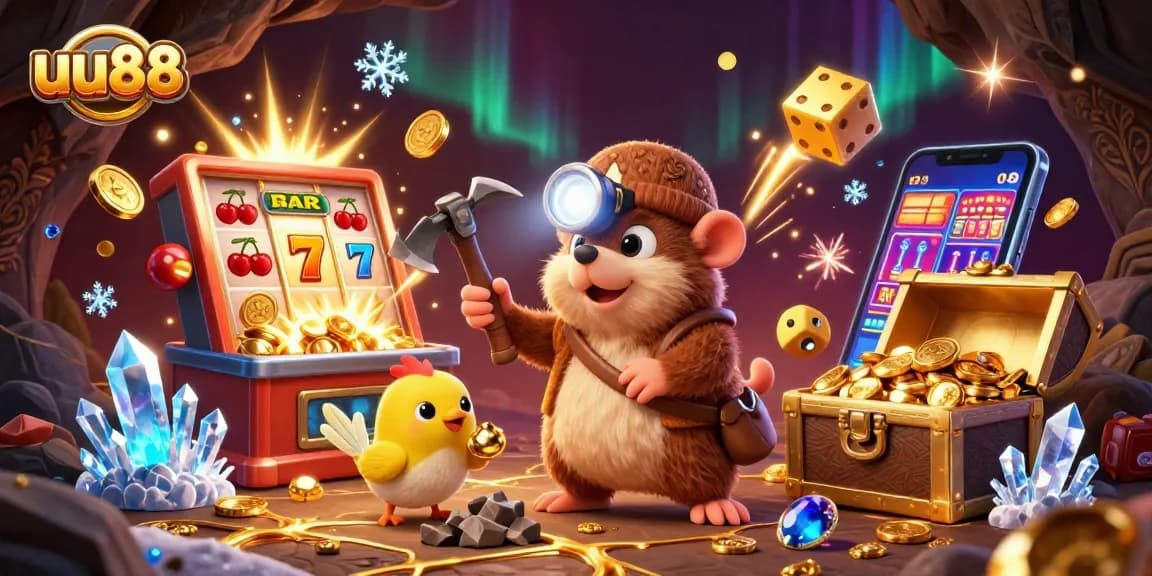 uu88 players enjoy vibrant casino adventures with treasure hunting mole in a colorful 3D scene