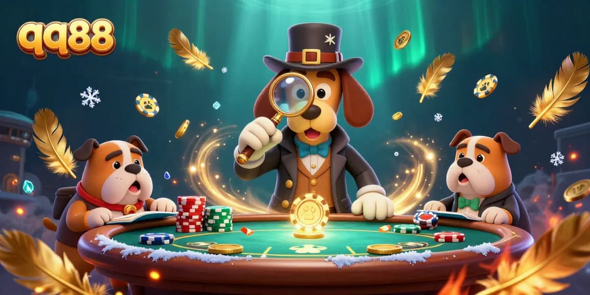 Join the adventure at qq88, exploring treasures and poker action in a rich casino scene!