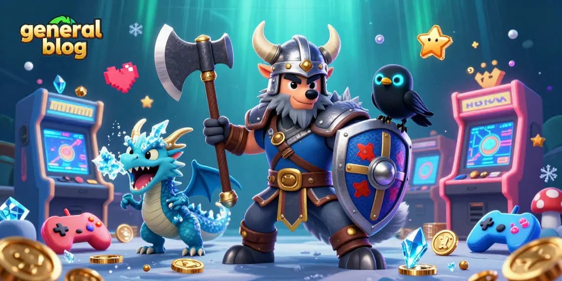 Engage with the exciting general blog featuring a Viking wolf warrior, dragon, and vibrant casino elements.