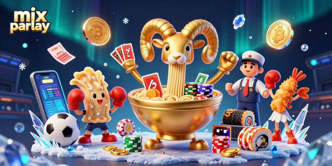 Engage in the mix parlay betting experience with an exciting scene featuring creative gambling characters.