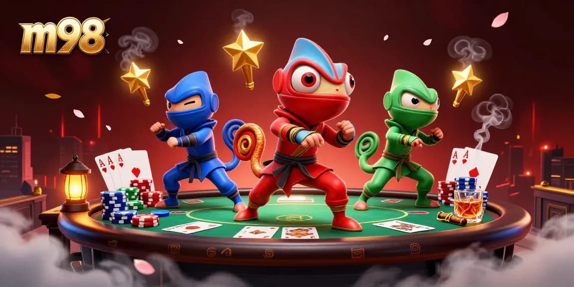 Engage with the thrilling m98 online casino experience featuring a dynamic ninja chameleon team in action.