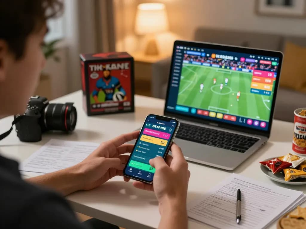 Person engaging with the vebotv app for live sports betting, surrounded by strategy layers.
