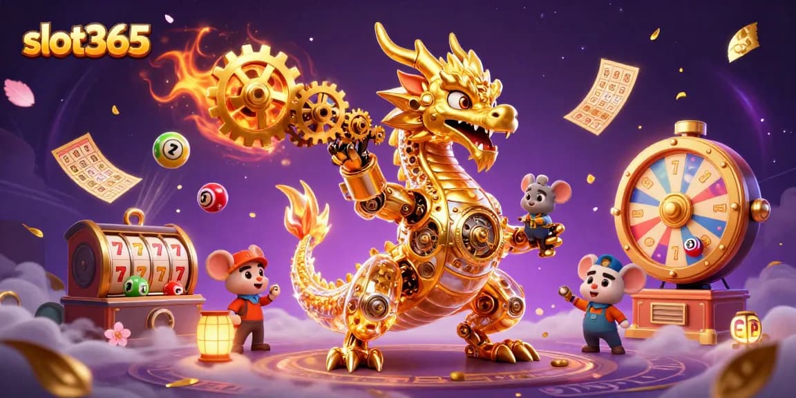 Experience thrilling jackpots and excitement at slot365 with a golden dragon and dynamic gaming elements.