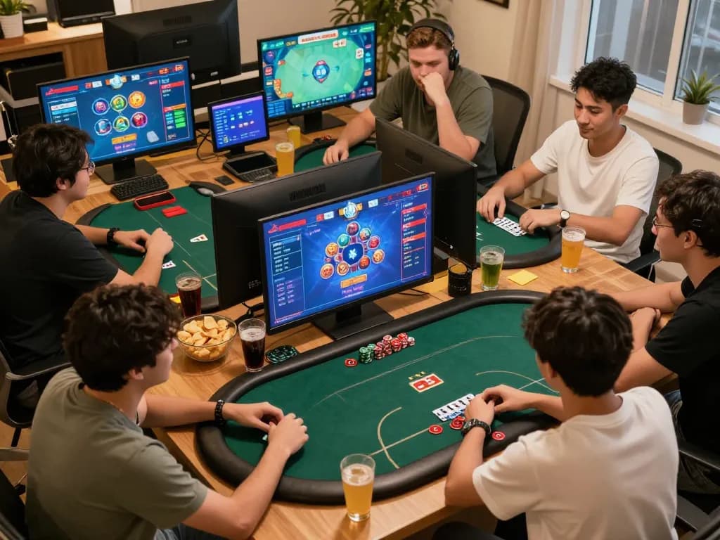 Engaging gameplay on sungaitoto's virtual poker platform showcasing friends wagering strategically.