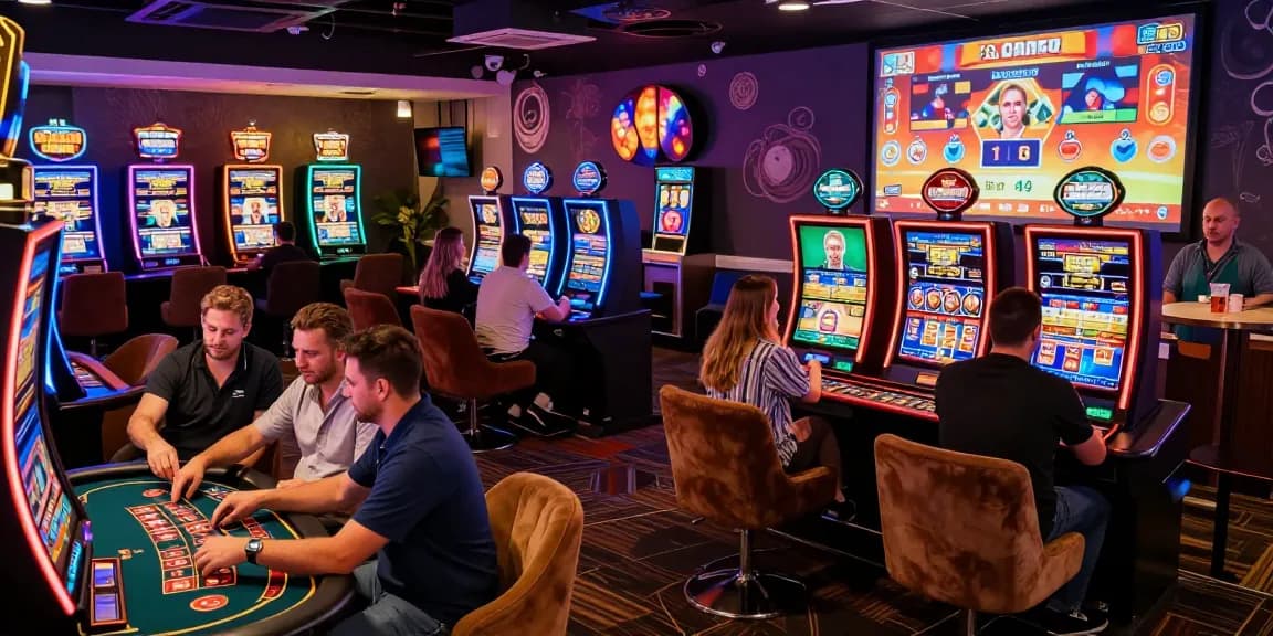 Players enjoying a lively atmosphere at uk casinos not on gamstop, engaging in slots and table games.