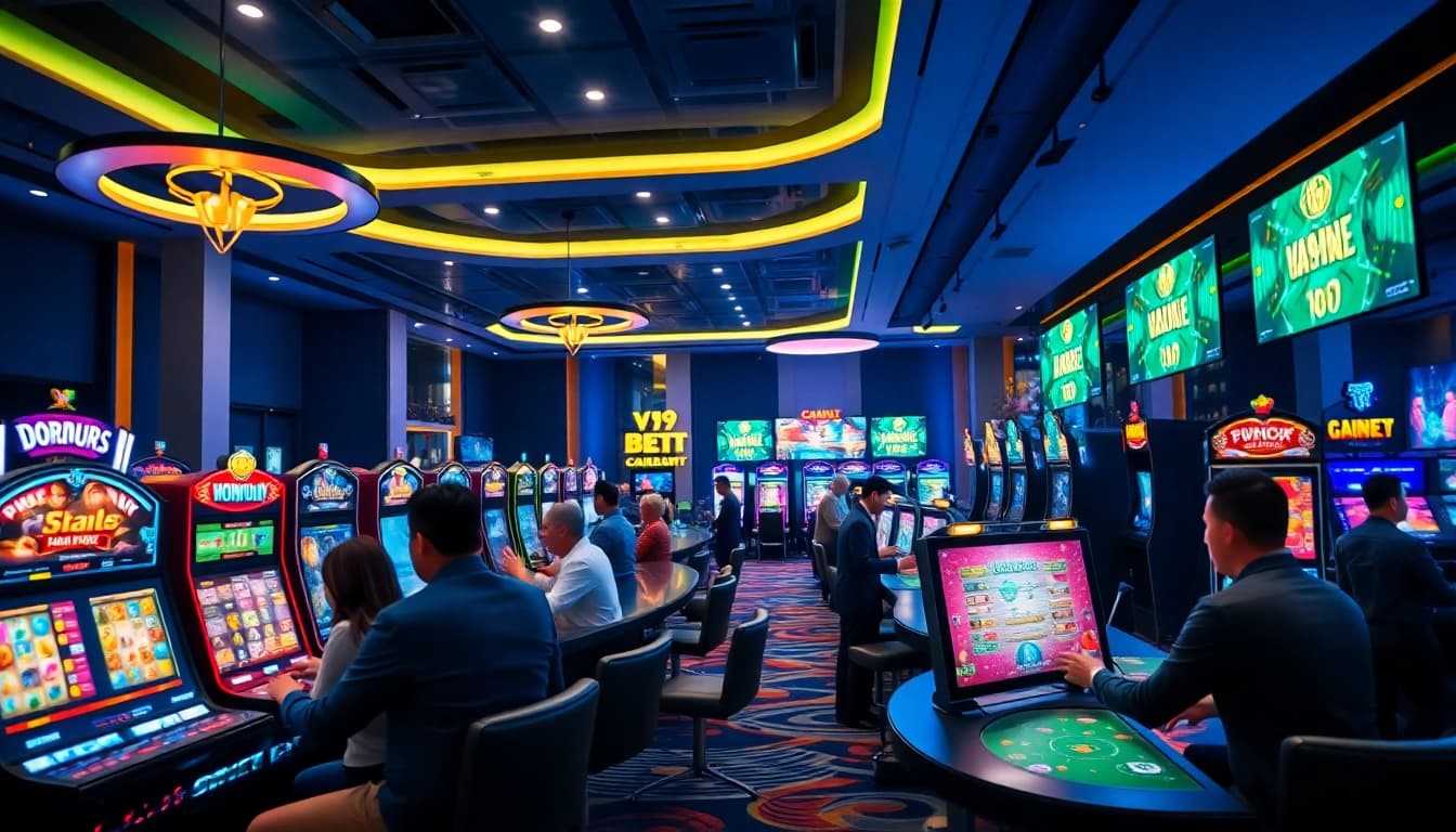 Exciting online gaming scene at V9 bet casino, showcasing diverse games and engaging players.