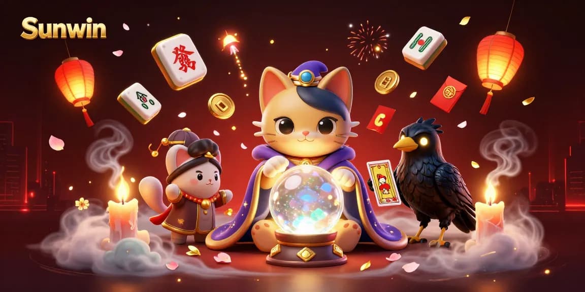 Win big with Sunwin in this captivating, dynamic casino scene featuring mystical characters.