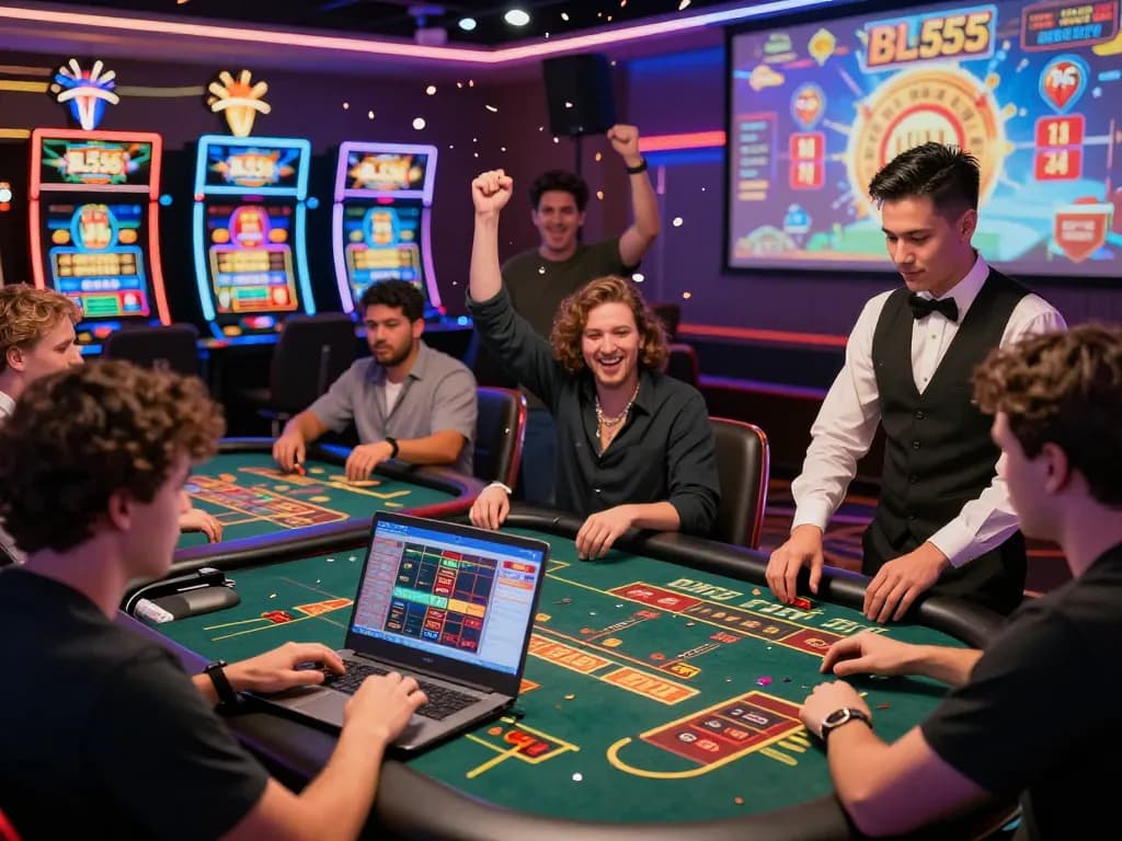 Players experiencing the exhilarating games at BL555 online casino, highlighting excitement and engagement in the gaming community.
