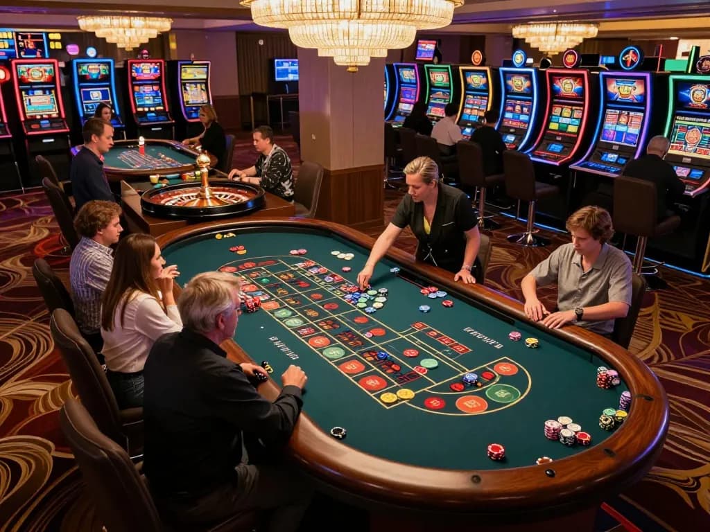 Experience live action at fly88 with players engaged at a roulette table under elegant casino lighting.