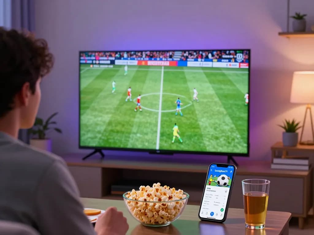 Exciting soccer streaming scene with lương sơn tv highlighting a vibrant game day atmosphere.