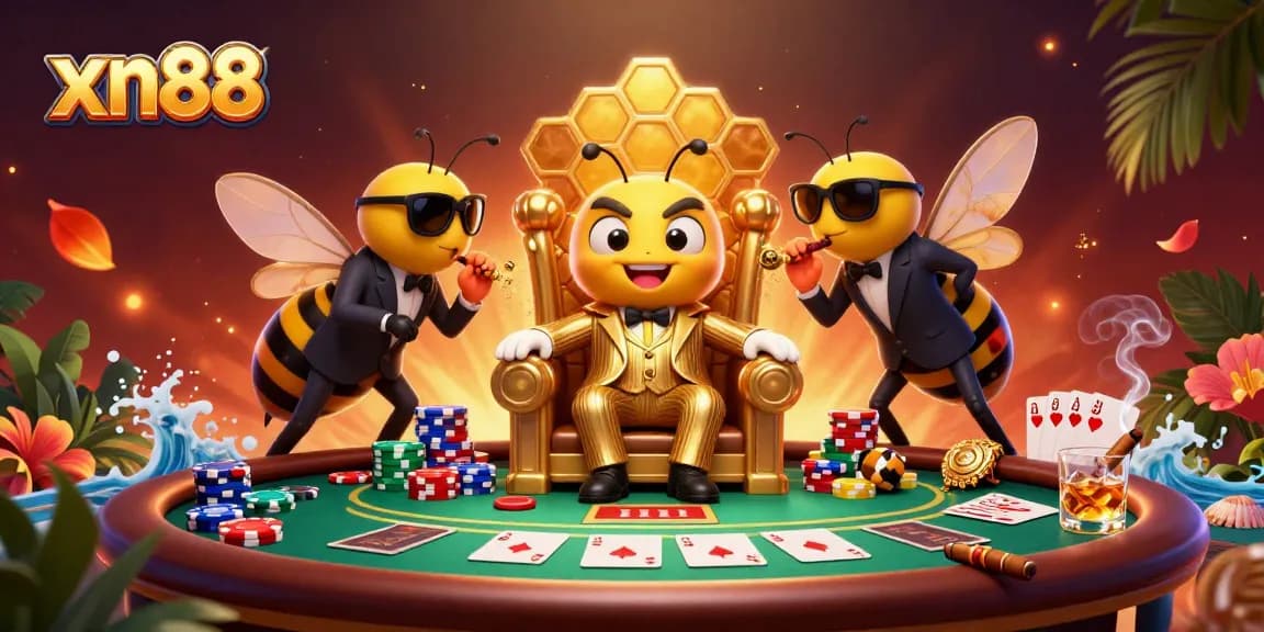 Experience thrilling poker action with xn88 as the bumblebee mob boss leads his crew in a vibrant casino showdown.