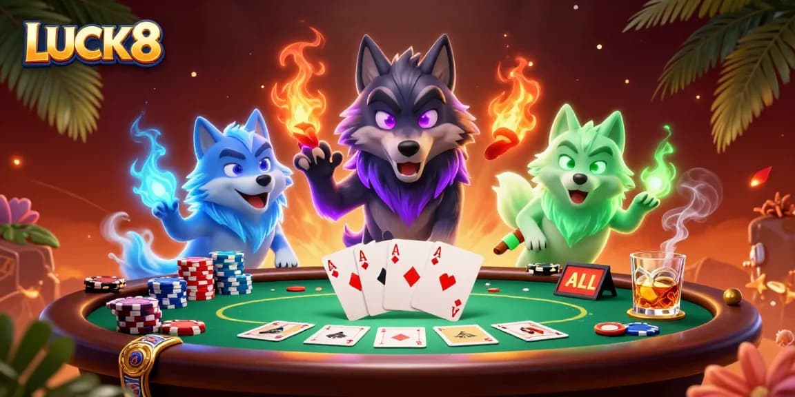 Engage with LUCK8 while enjoying a high-stakes poker game surrounded by ghostly wolves.