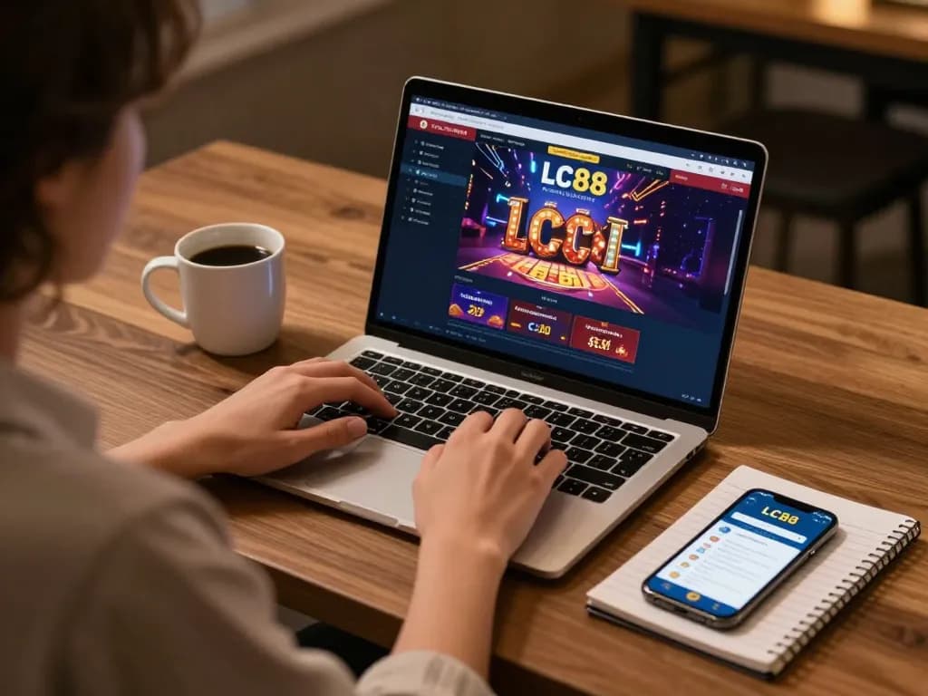 Engaging gaming session on LC88 mobile app with betting strategies in a cozy home setup.