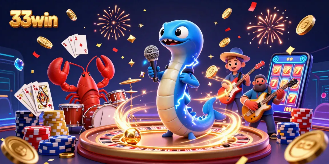 Experience the thrill of 33win as the DJ electric eel captivates on stage at an underwater casino.