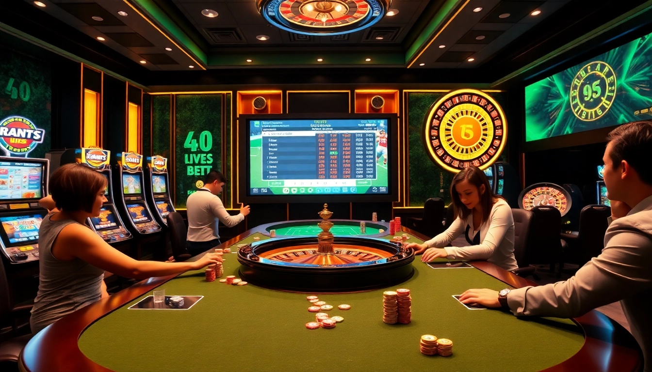 Engaging sports betting scene featuring Trực tiếp thể thao live odds updates and vibrant casino elements.