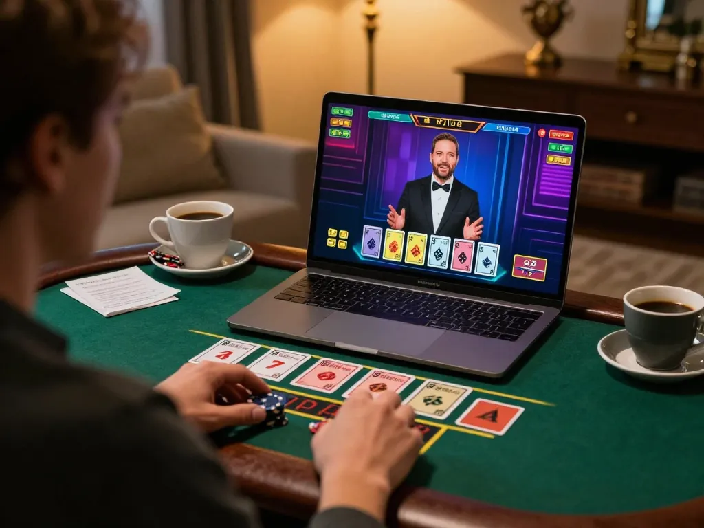 Player enjoying live dealer blackjack on tg88 platform from a cozy home gaming setup