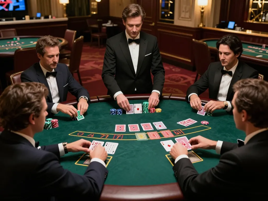 Strategic players engaged in blackjack at sc88 casino table with professional dealer managing bets.