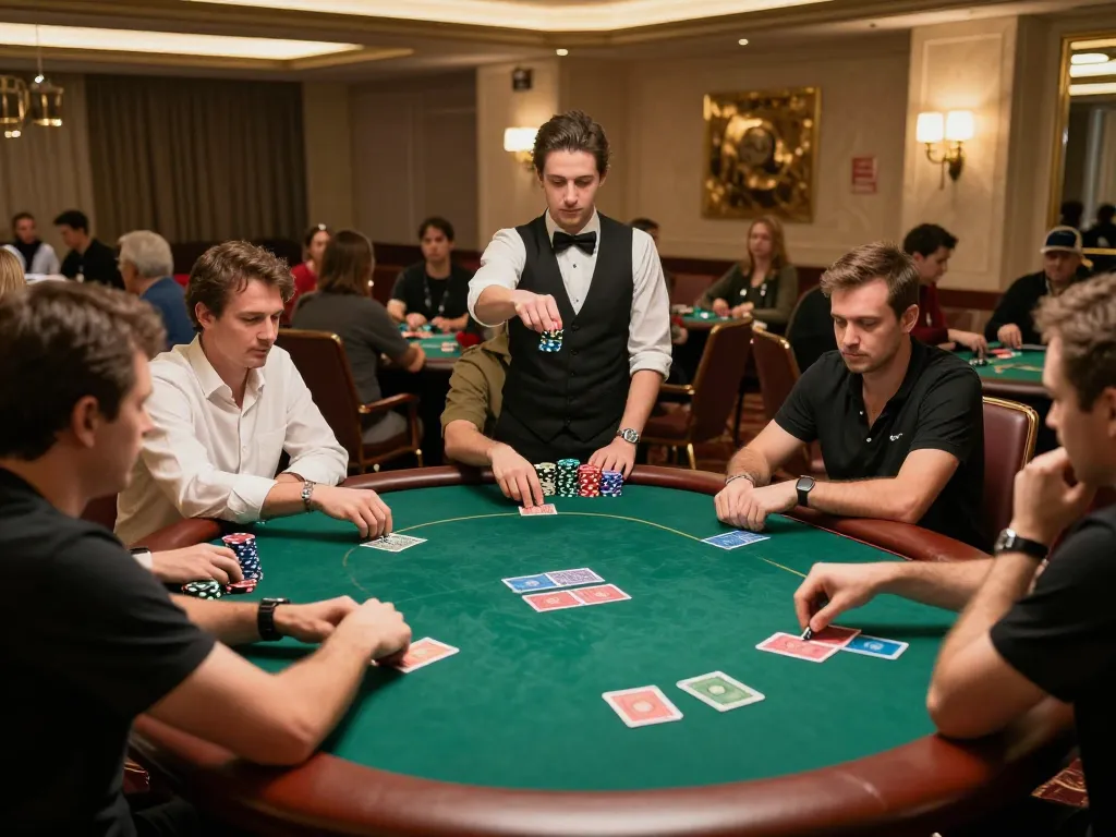 Players strategizing in a Fly88 poker game showcasing high-stakes excitement and elegant atmosphere.