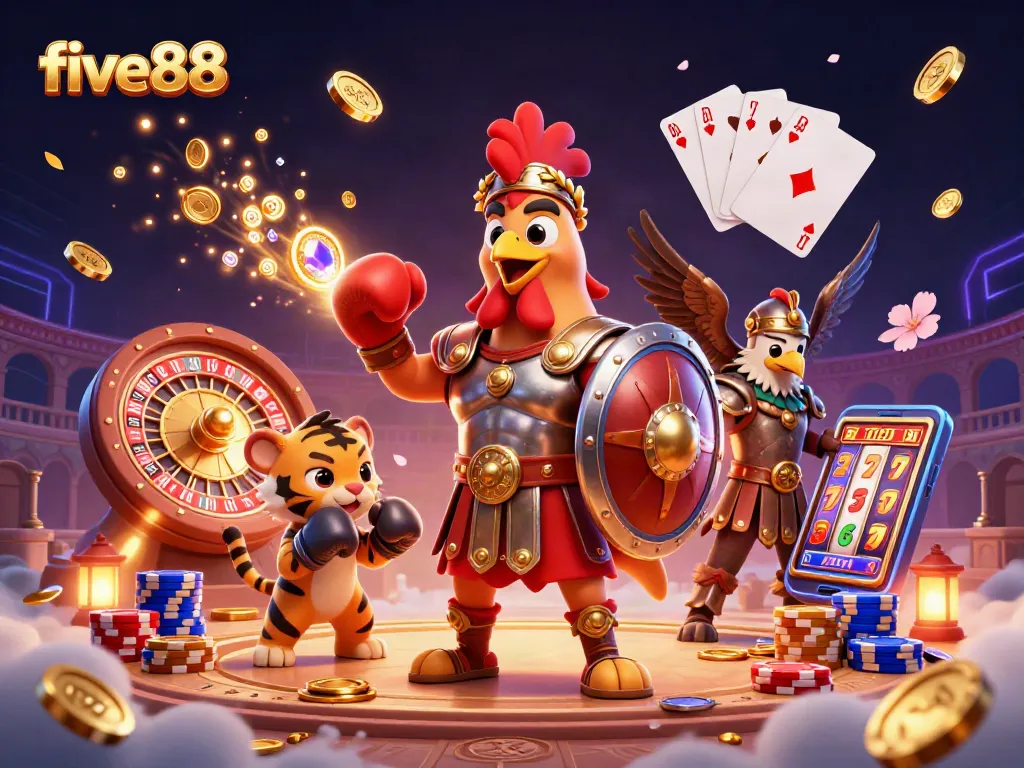 Engage with five88, featuring thrilling gameplay in an exciting casino-themed scene.