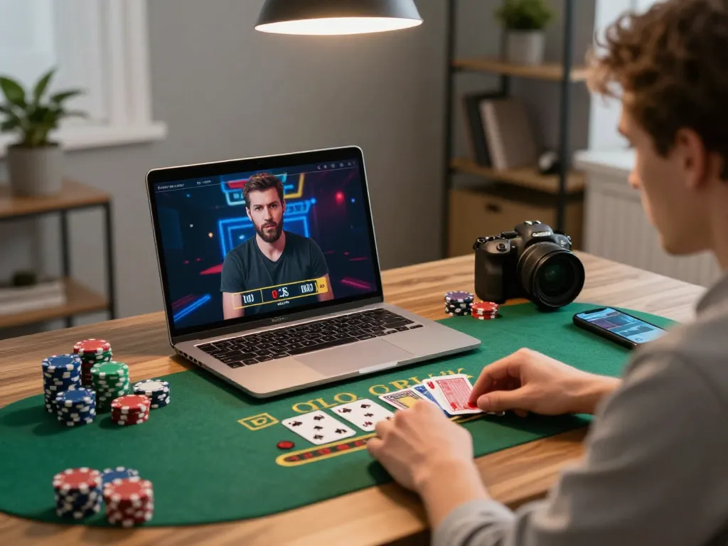Player enjoying live dealer blackjack on 88aa, showcasing strategic gameplay at home.