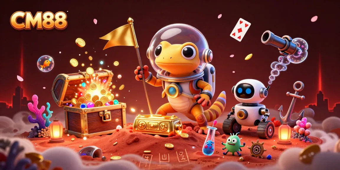 Experience the excitement of CM88 with a Martian gecko uncovering a hidden casino of treasures.