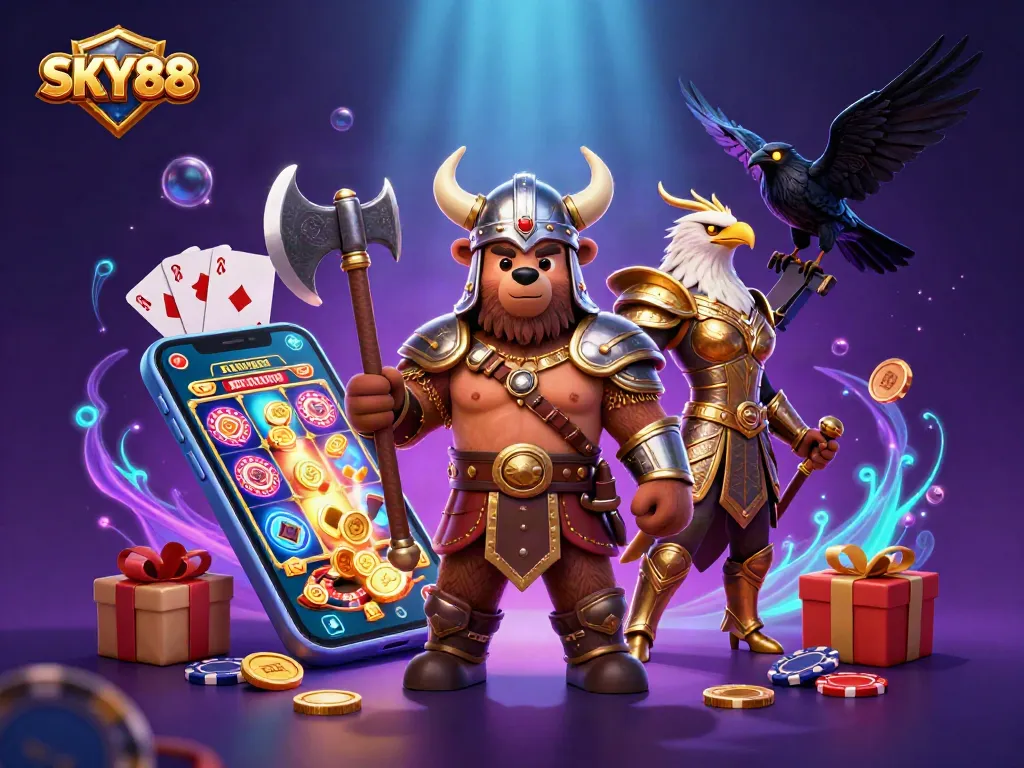 Experience thrilling games and exciting wins at SKY88 with dynamic casino and gaming scenes.