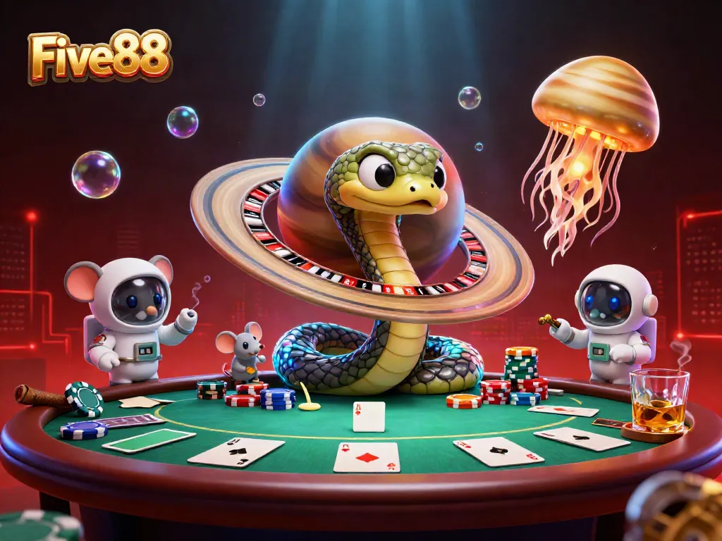 Engage in the vibrant world of Five88, with its whimsical casino games brought to life in a cosmic setting.