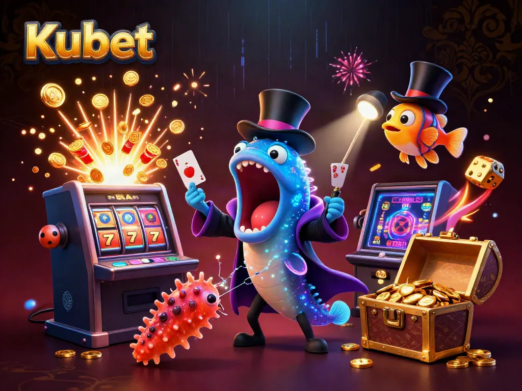 Experience the excitement of Kubet's online casino games with a magical underwater spectacle featuring vibrant characters and dynamic casino elements.